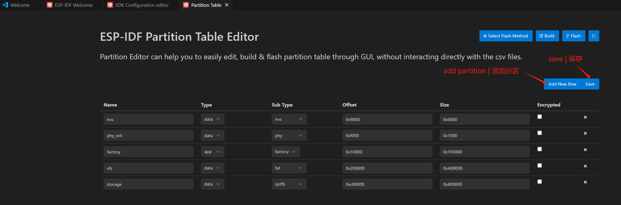 PARTITION TABLE EDITOR